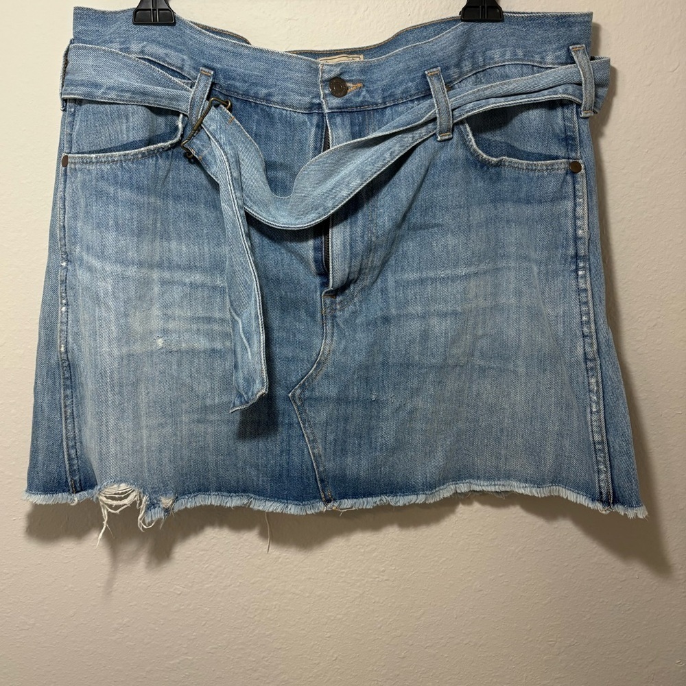 Polo Ralph Lauren Denim Mini Skirt | Raw Hem Belted Jean Skirt | Size 29 - Picture 4 of 6